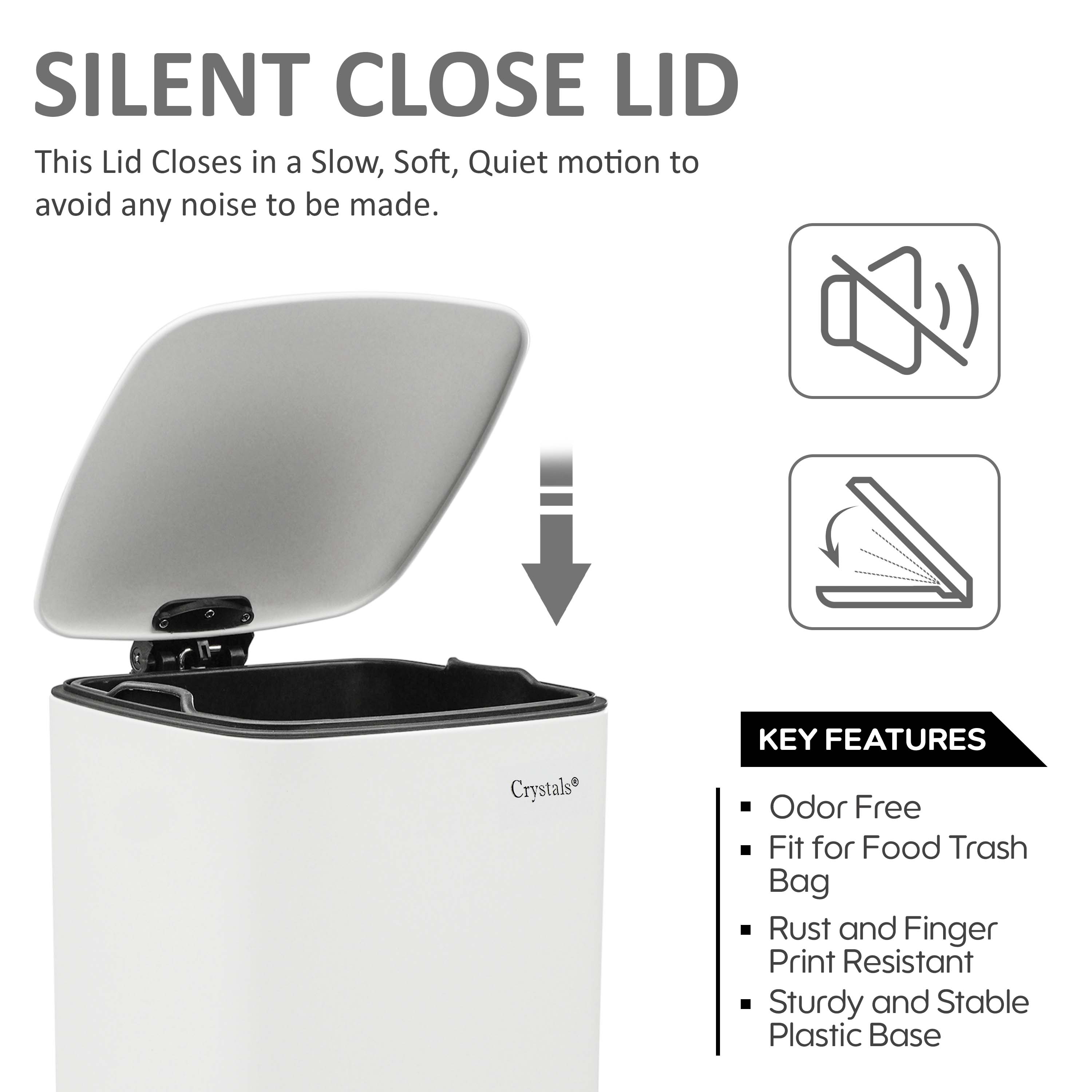 30L Square Pedal Bin with Soft-Close Lid