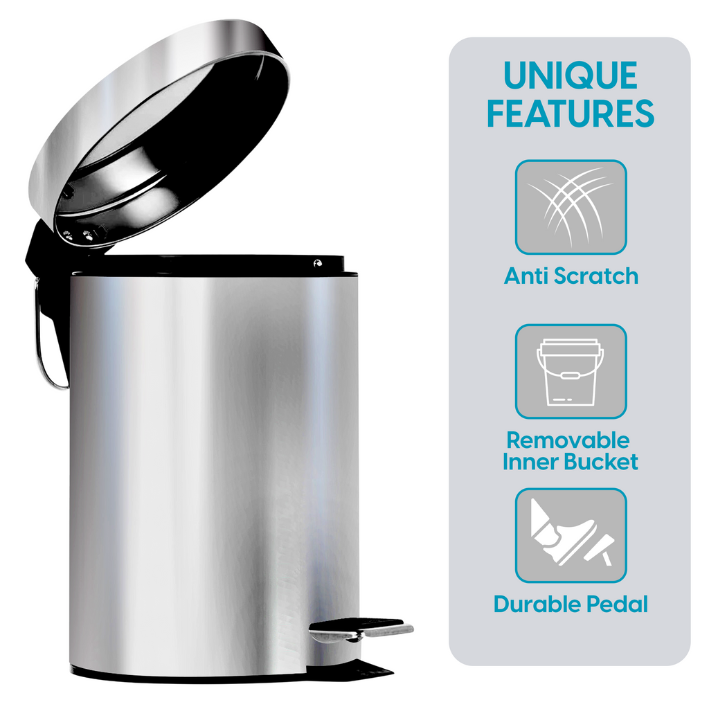 3L Pedal Bin with Toilet Brush Silver