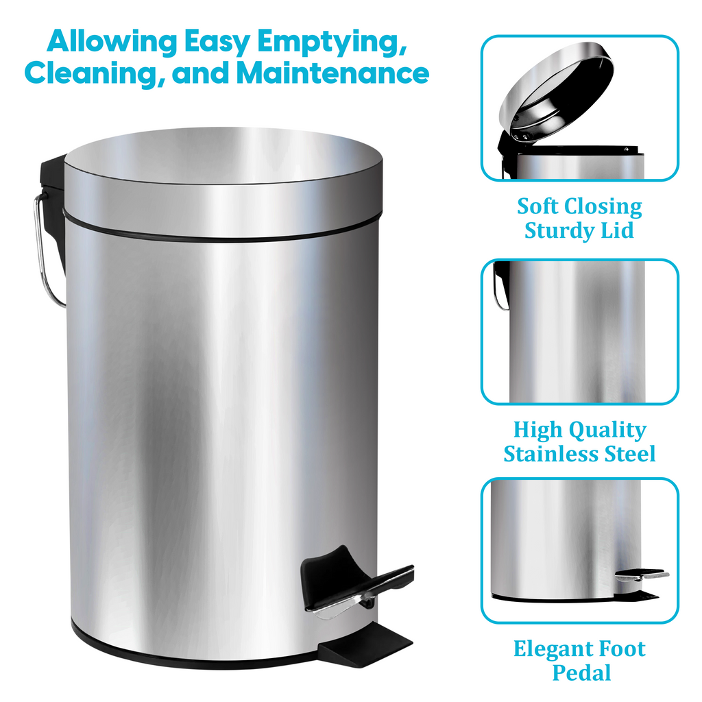3L Pedal Bin with Toilet Brush Silver