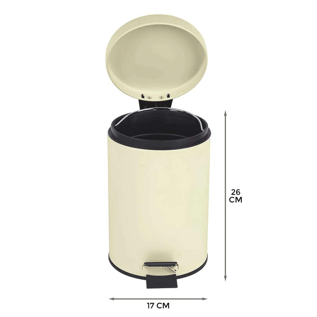 3 Litre Stainless Steel Pedal Bin - Cream