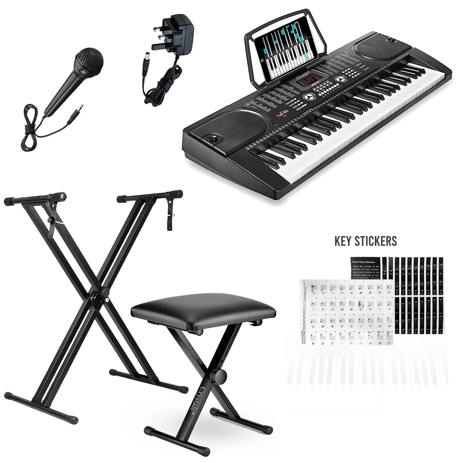61 Keys Electronic Keyboard Piano + Stand & Chair