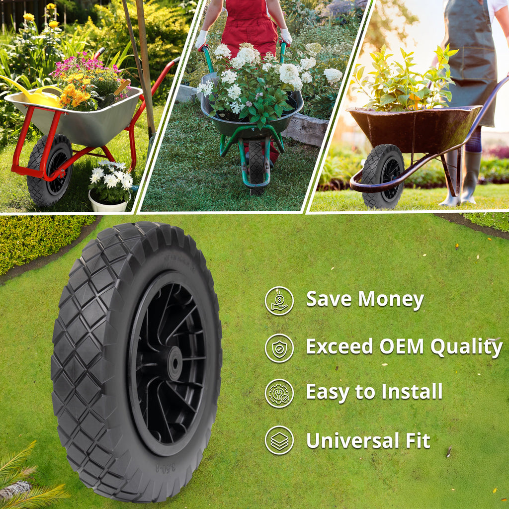 14" Puncture Proof Wheelbarrow Wheel - Black