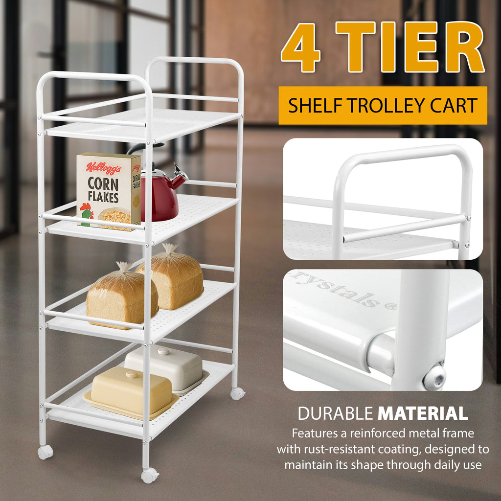 4 Tier Slim Kitchen Food Storage Trolley