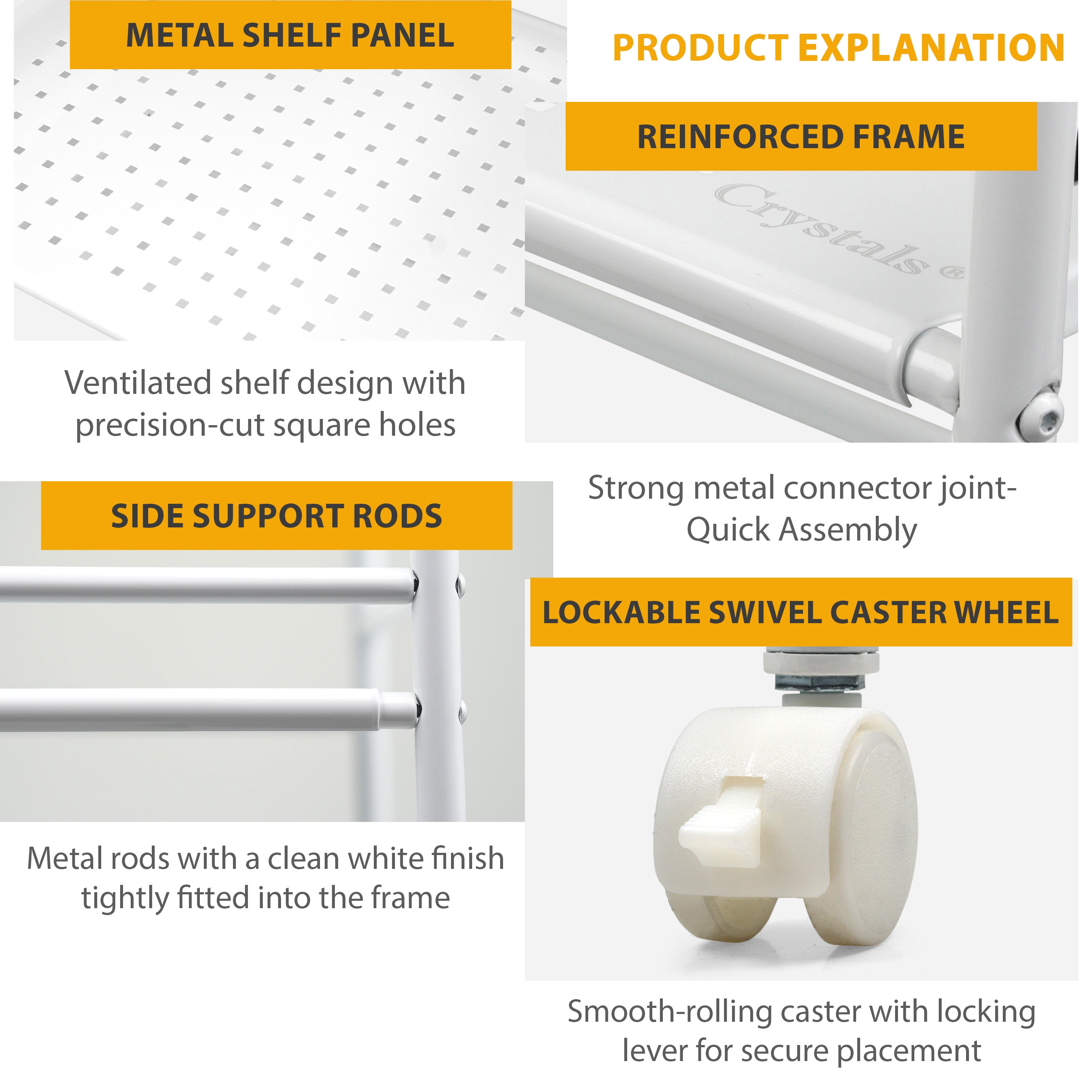 4 Tier Slim Kitchen Food Storage Trolley