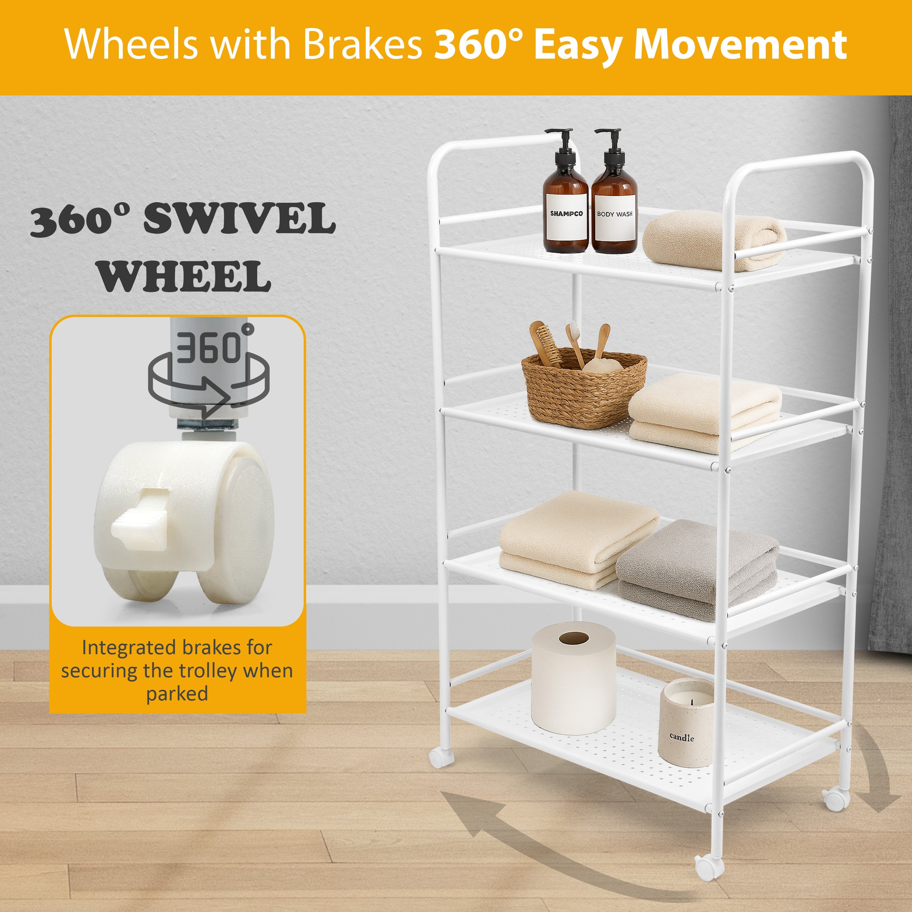 4 Tier Slim Kitchen Food Storage Trolley