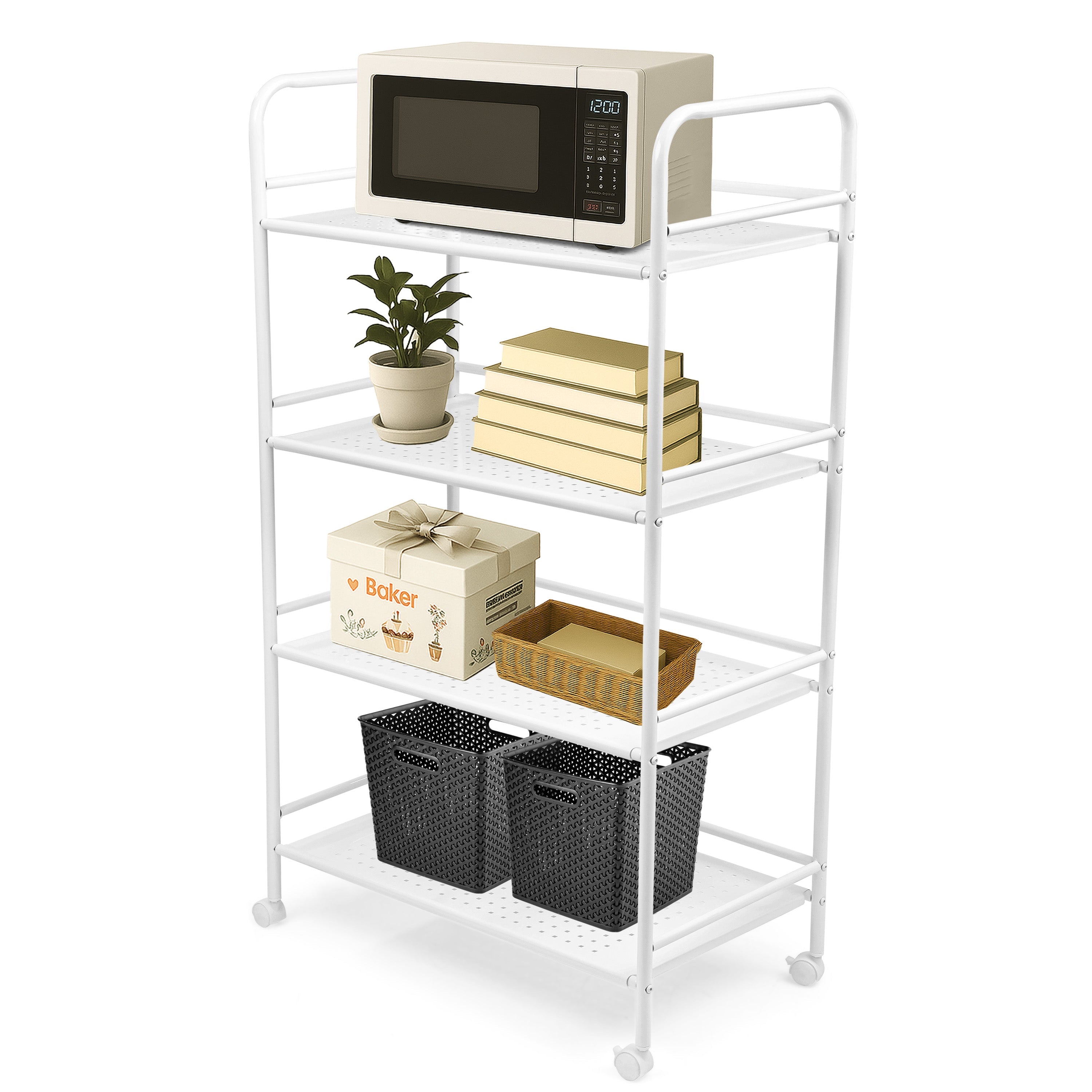 4 Tier Slim Kitchen Food Storage Trolley