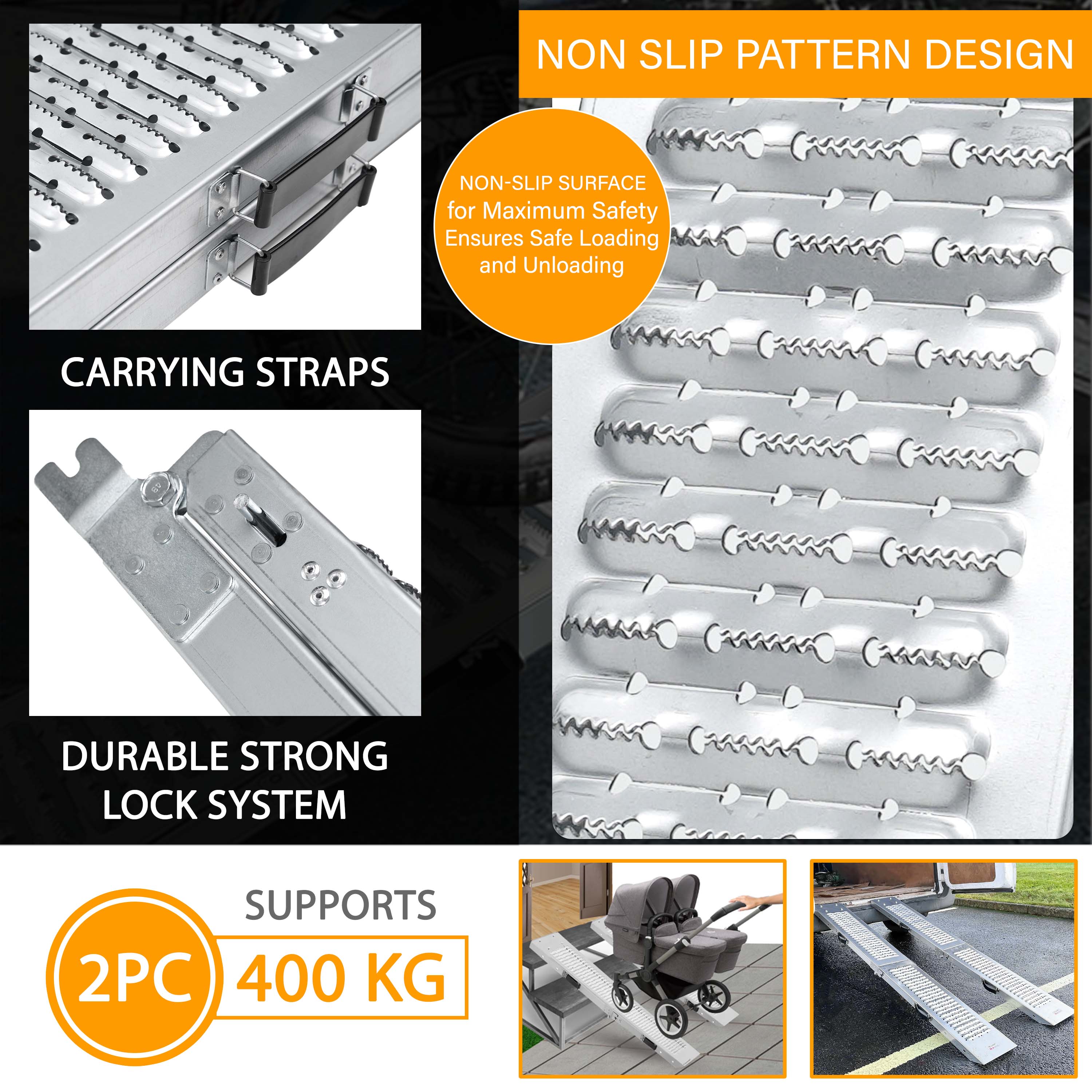 2-Pcs Steel Foldable Loading Ramp