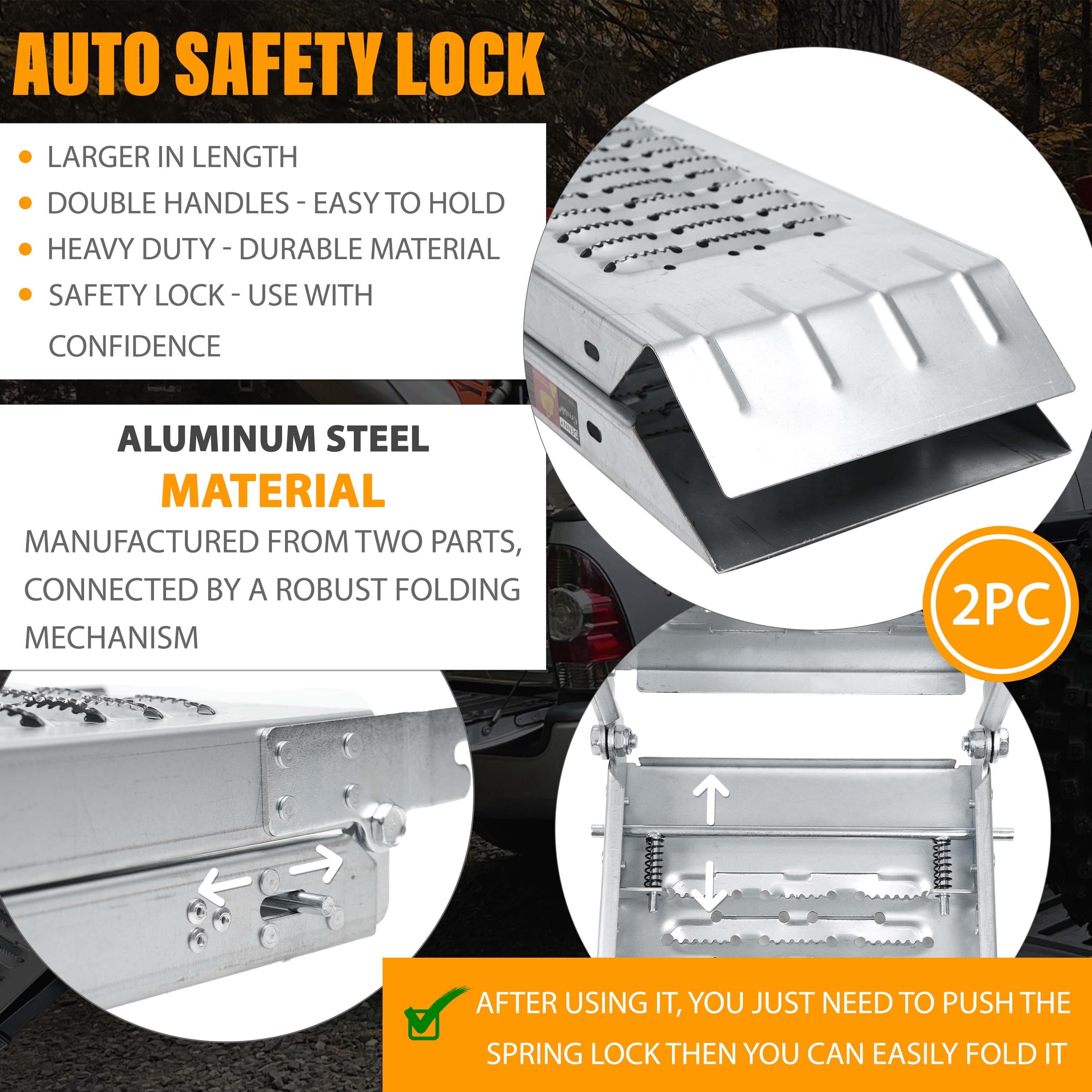 2-Pcs Steel Foldable Loading Ramp