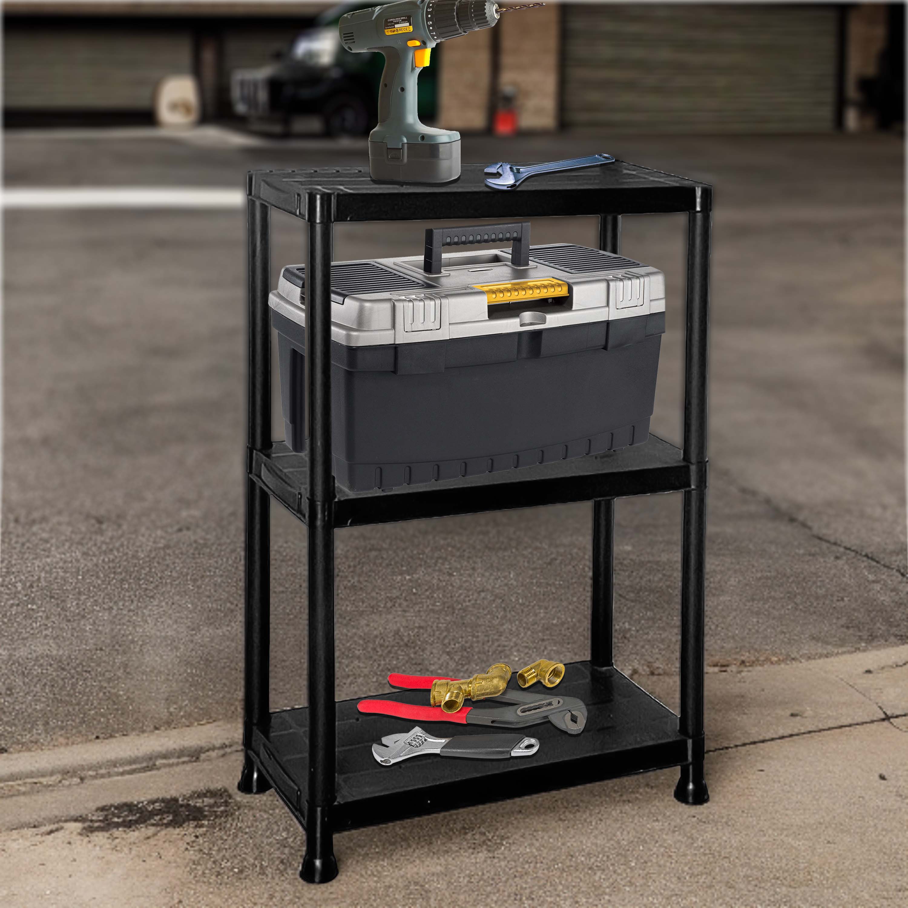 3/4/5 Tier Plastic Racking Shelving Storage Unit