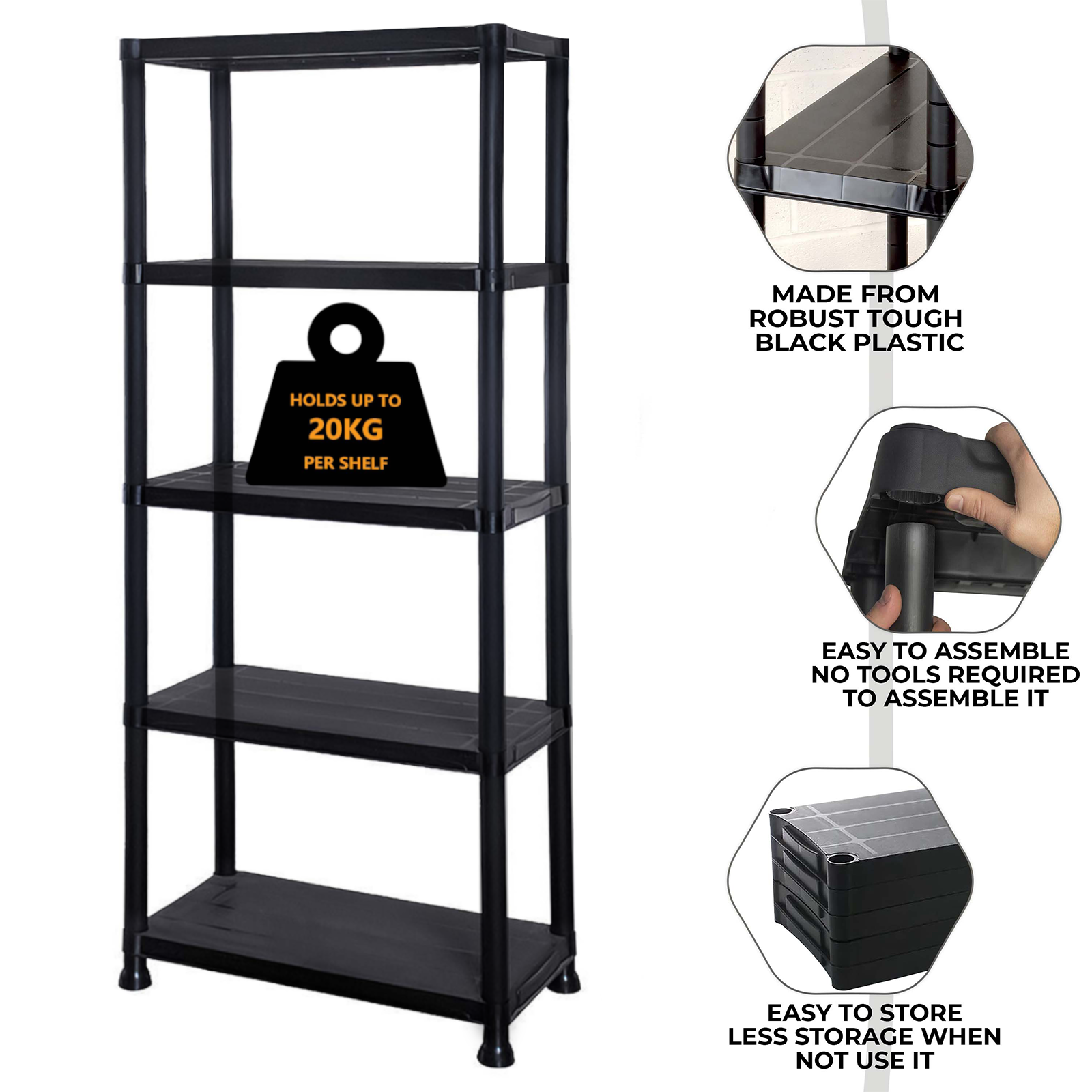 3/4/5 Tier Plastic Racking Shelving Storage Unit