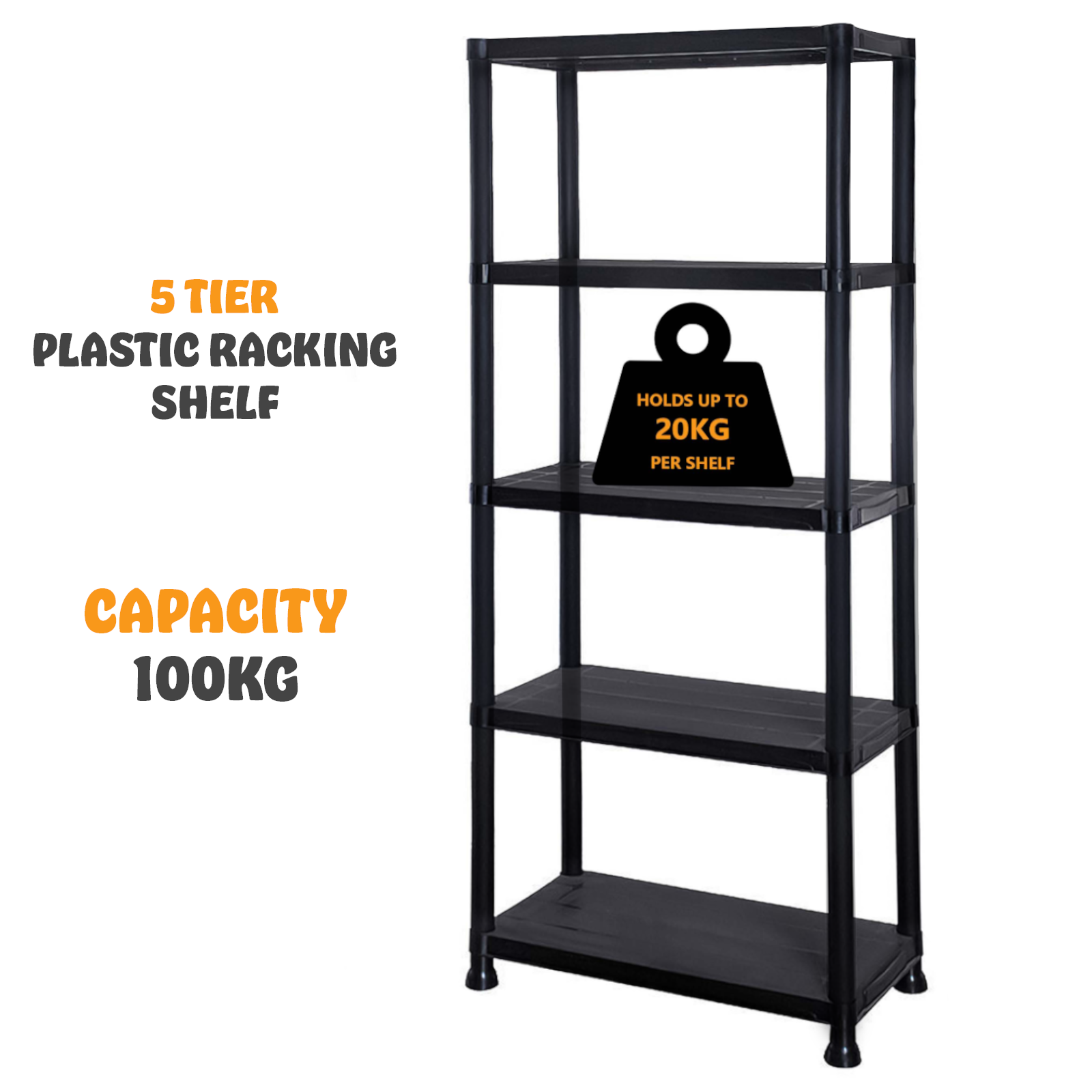 3/4/5 Tier Plastic Racking Shelving Storage Unit