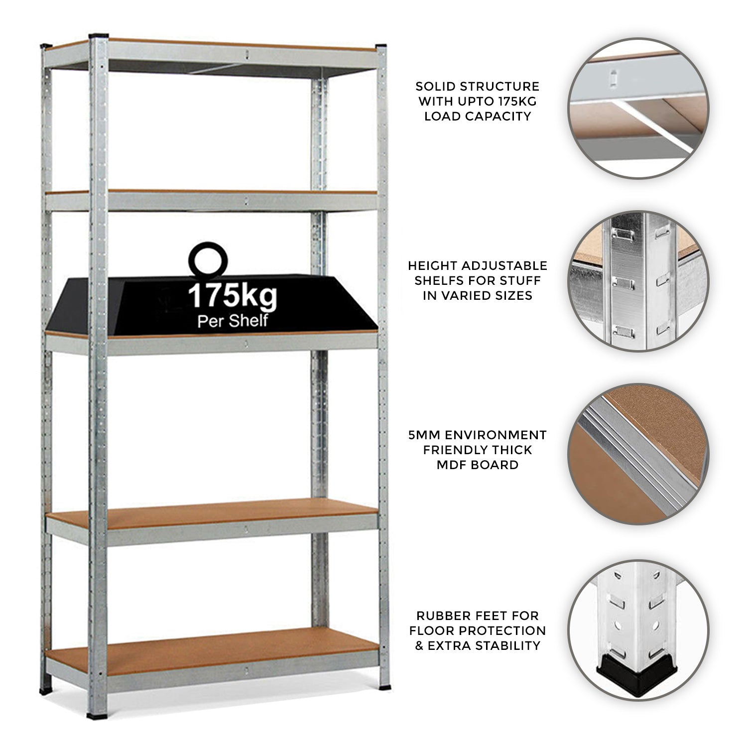 5-Tier Heavy Duty Garage Storage Racking Shelf - 90 x 40 x 180cm