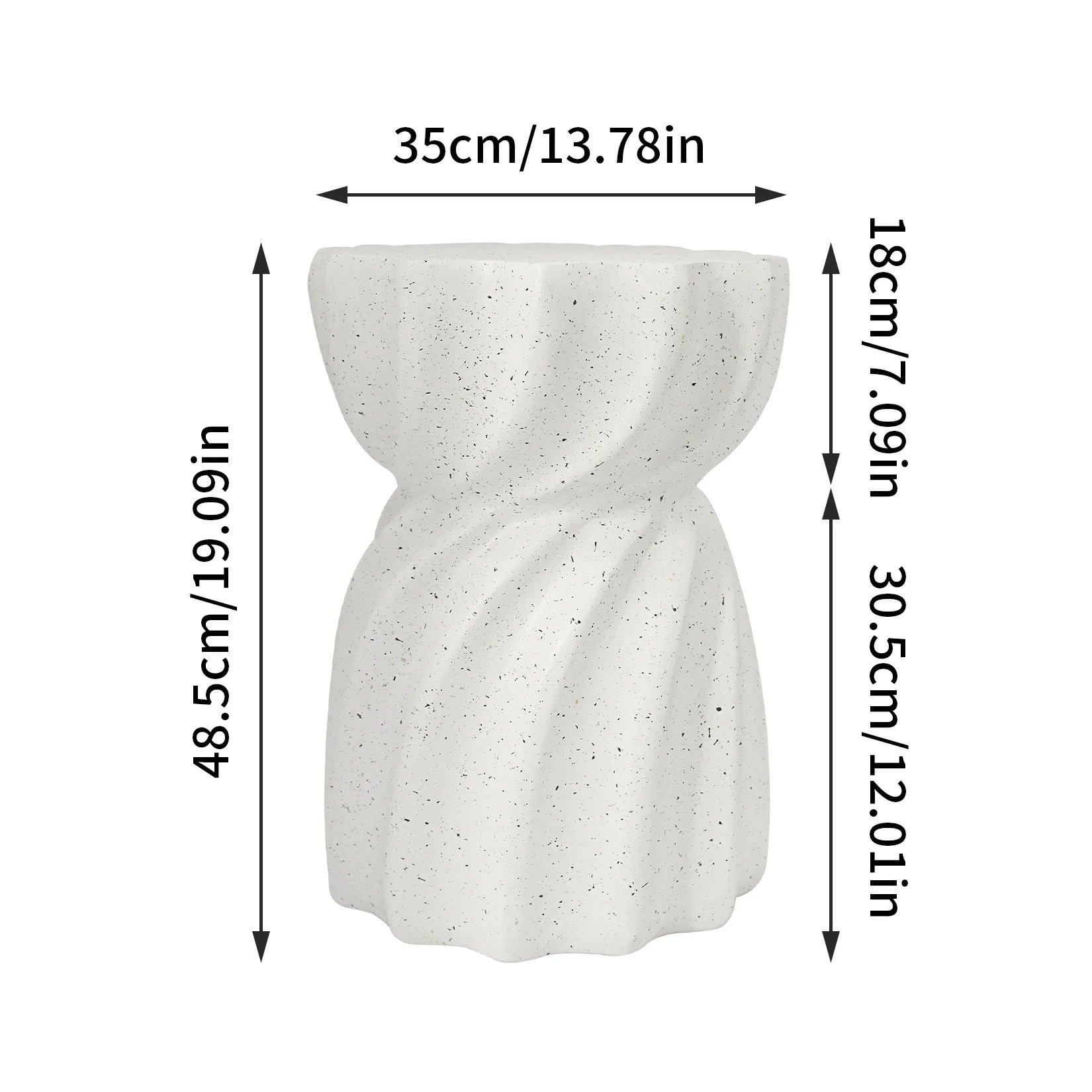 Contemporary Lightweight Concrete Accent Side Table Patio Hourglass Side End Table Garden Stool for Living Room Office