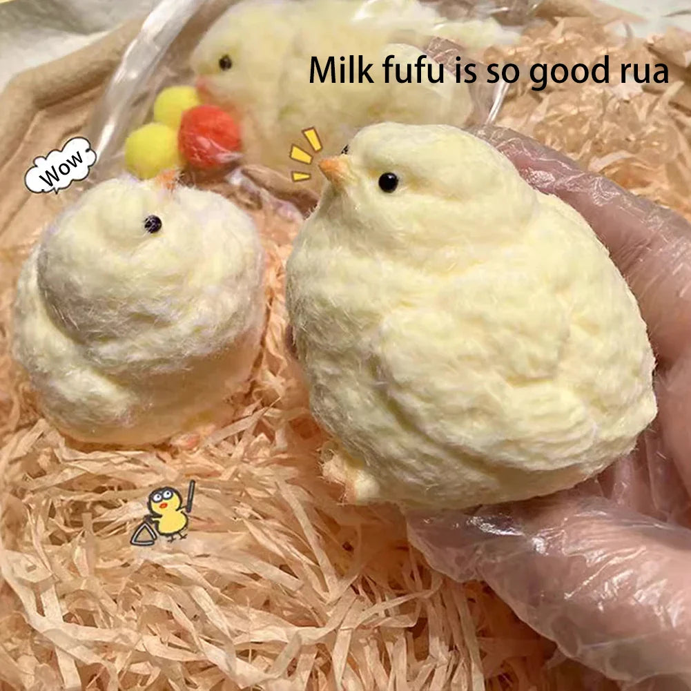 Handmade Plush Simulation Yellow Chicken Stress Relief Toys Handmade Chick Toys Squeezing Pinching Toys Kids Birthday Gift