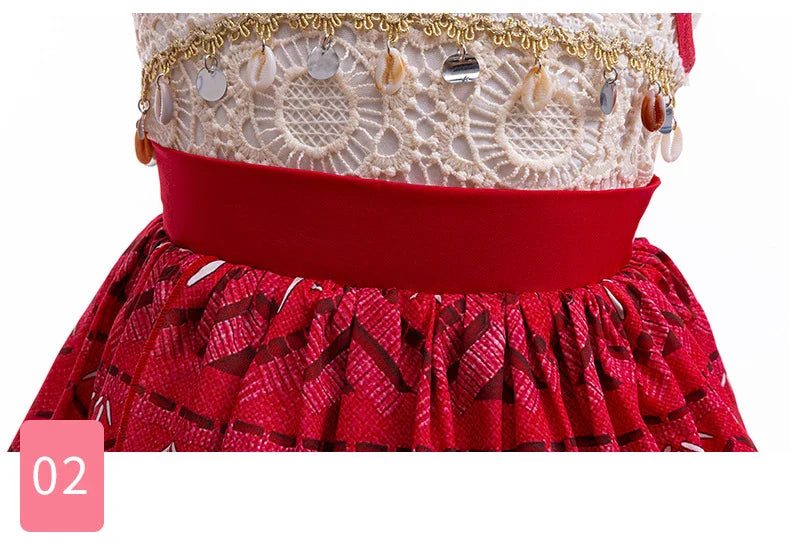 Cute Moana 2 Princess Dress Hollow out Boice Girls Disneyland Trip Vaiana Cosplay Costume Toddler Carnival Birthday Party Frock