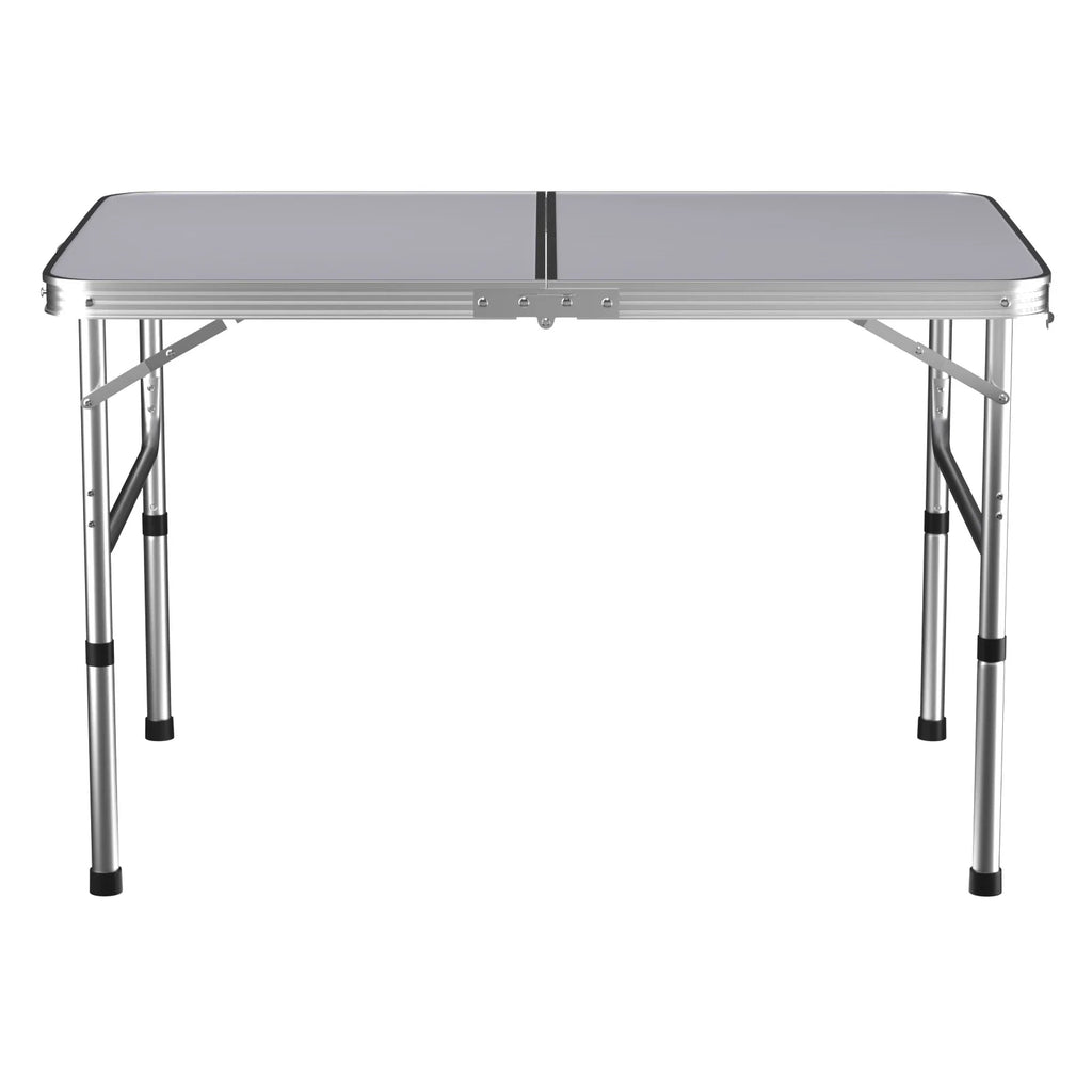 Picnic Folding Table Aluminium Foldable Adjustable Portable White Camping Table with Carrying Handle 90x60x37/67cm