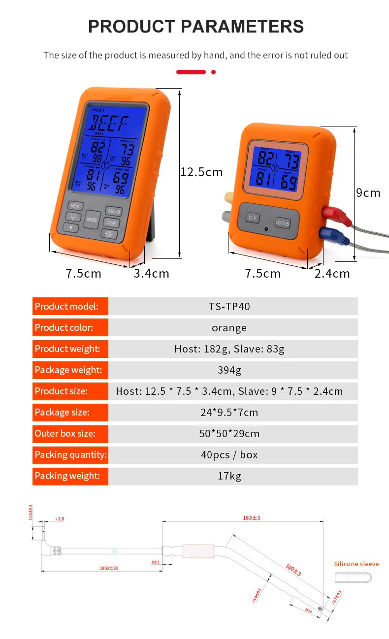 Digital Chef Thermometer Wireless Meat Thermometer Remote Instant Read BBQ Cooking Food Thermometer for Kitchen Oven Grill