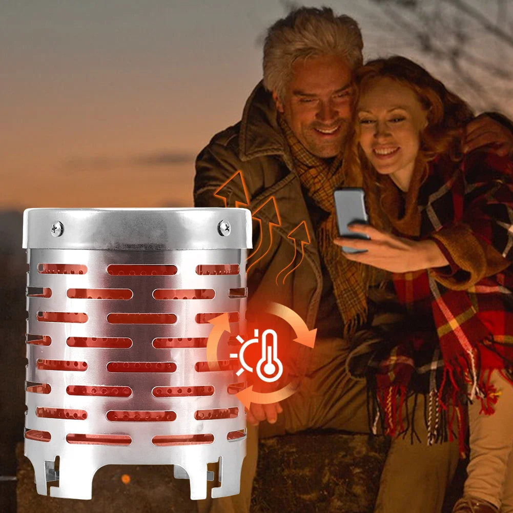 Mini Gas Heater Stove Stainless Steel Portable Warmer Heating Cover Camping Stove Warming Stove Hood for Outdoor Camping