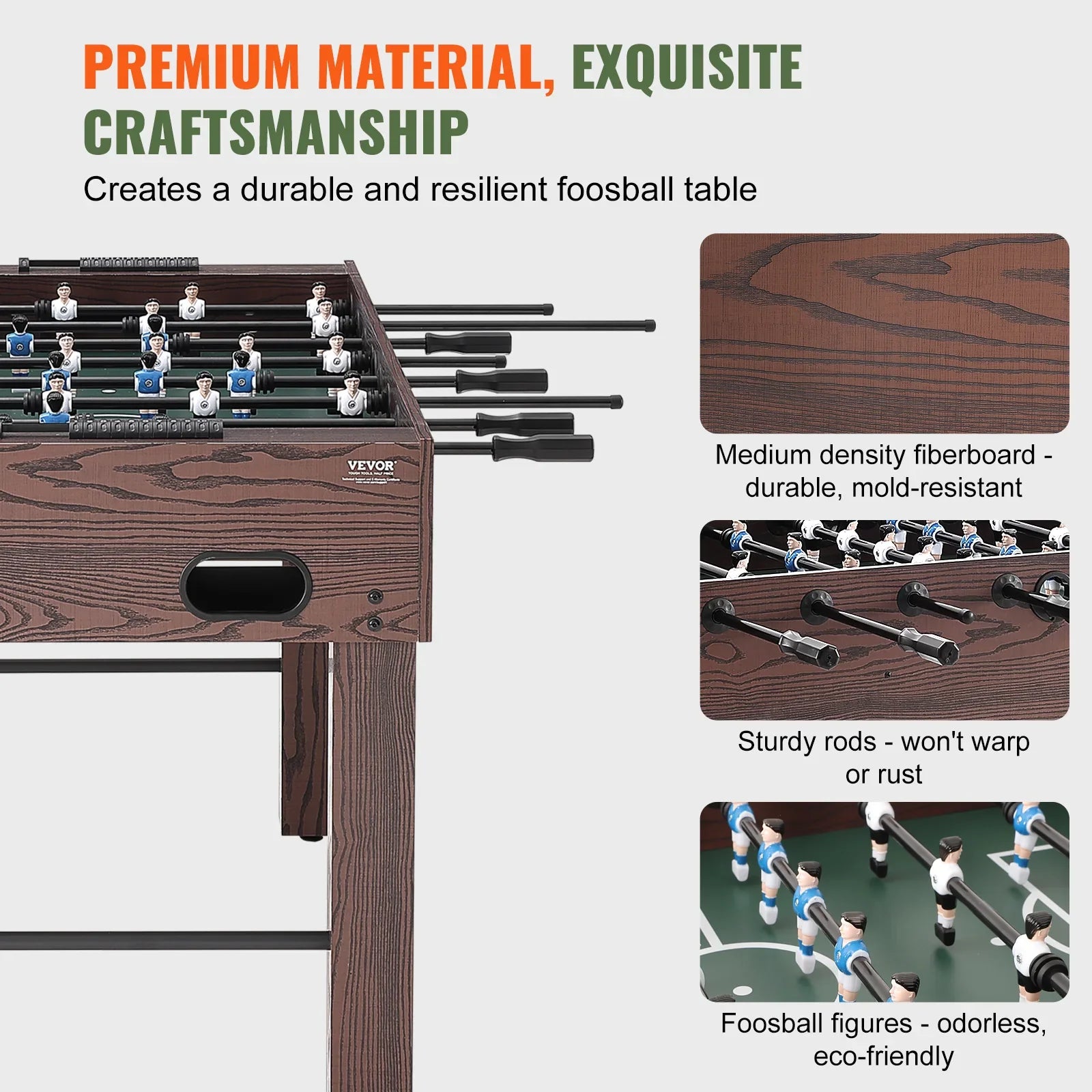 VEVOR Foosball Table Indoor Full Size Foosball Table for Family Soccer with Foosball Table Set Include 4 Balls and 2 Cup Holders