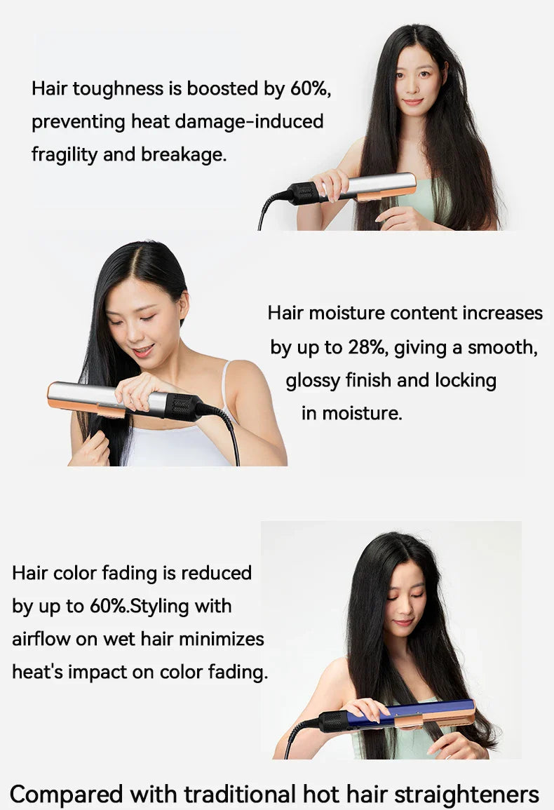 2-in-1 Hair Straightener and Dryer Combo - Negative Ion Heating Flat Iron for Quick, Long - Lasting Hair Styling at Home，salon