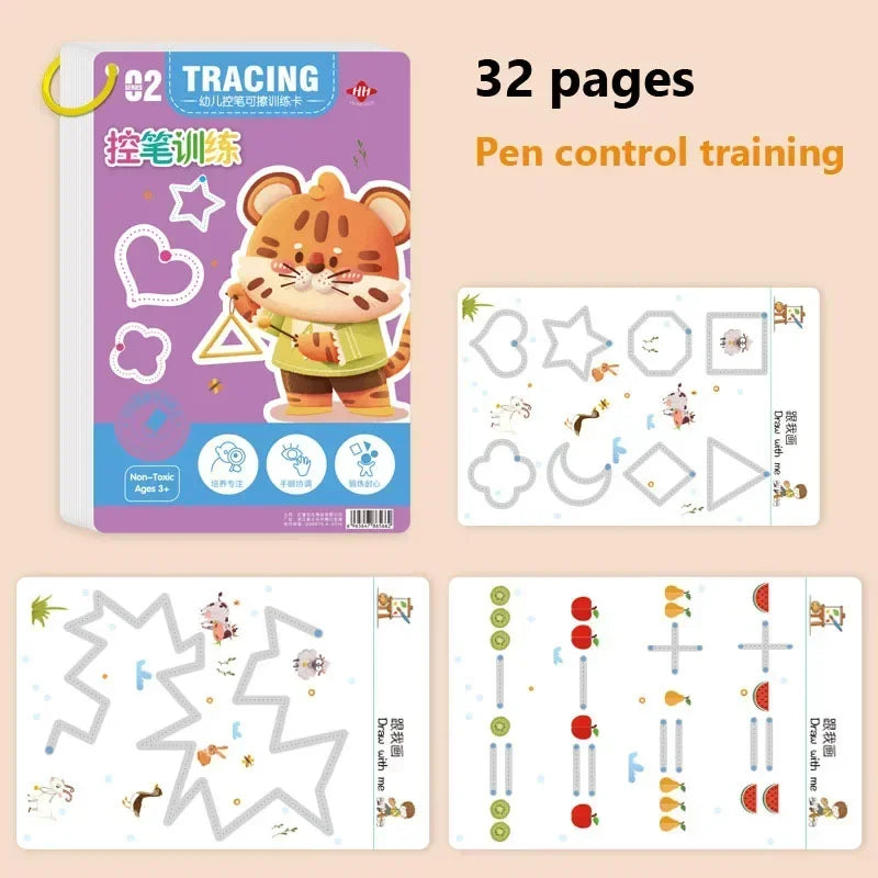 Magical Tracing Workbook Educational Montessori Books for Children Pen Control Training Reusable Calligraphy Copybook for Kids