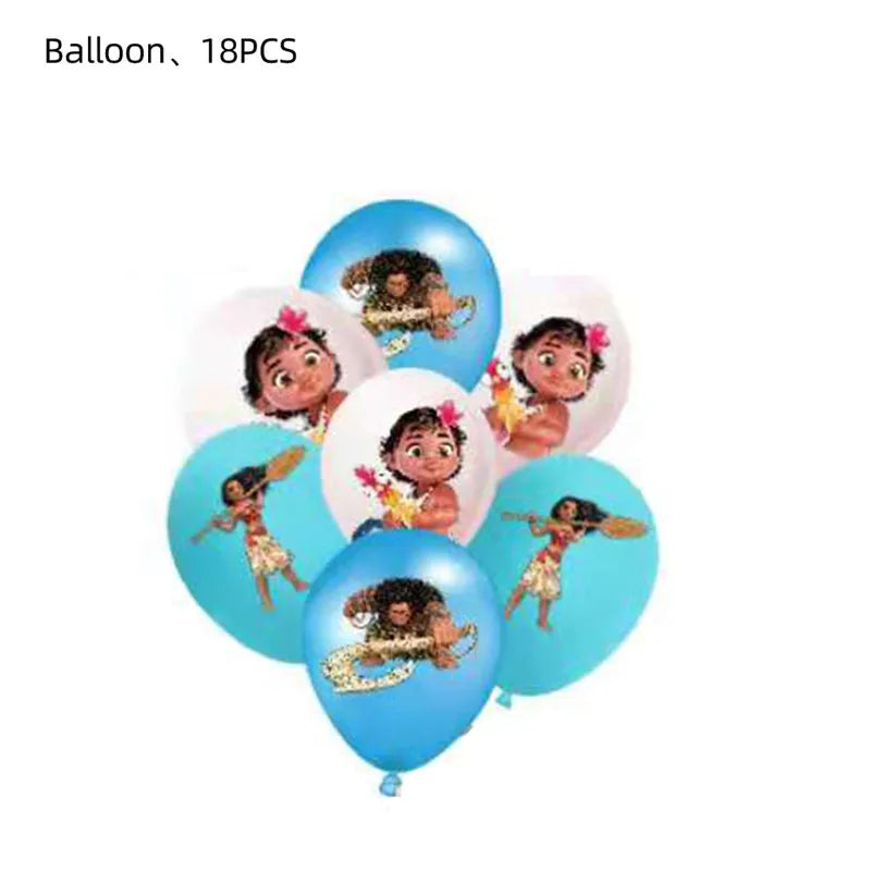 Moana 2 Birthday Party Decoration Supplie Vaiana Birthday Decoration Set Tableware Balloons Backdrop Plates Cups Baby Shower Toy