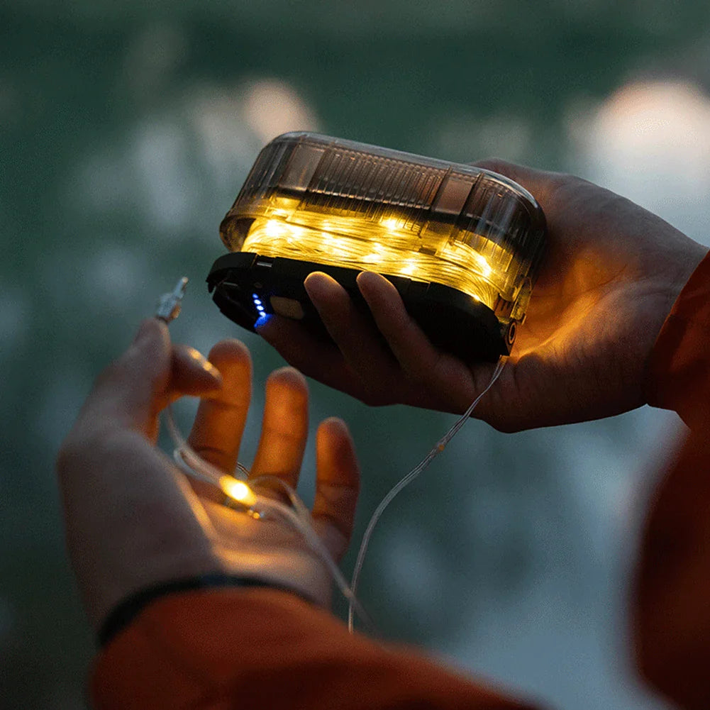 6.5m Magnetic Camping Lamp IP44 Waterproof Outdoor String Lights Power Bank Portable Decorative Lights for Home Party Decoration