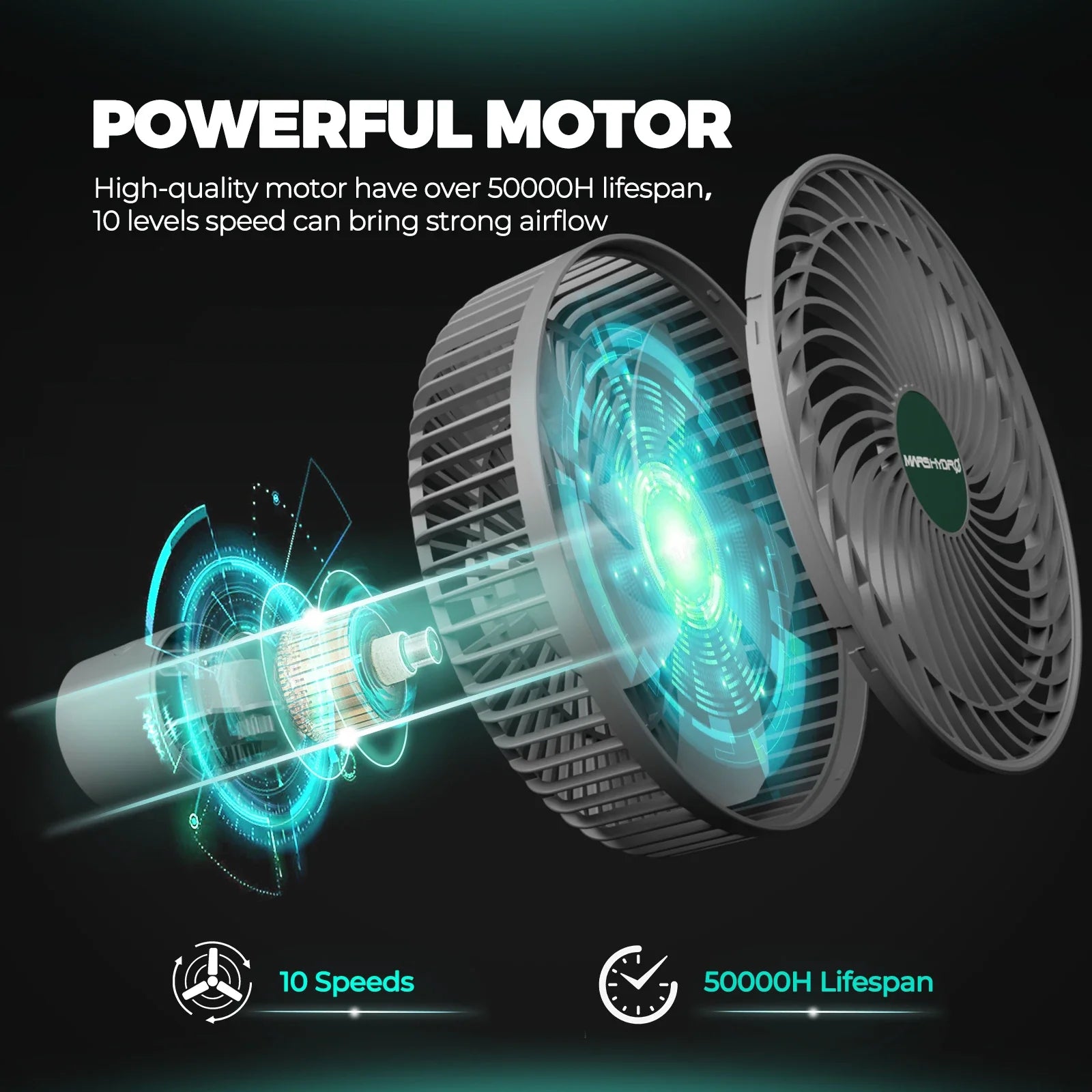 Mars Hydro 6-Inch Fan for Grow Tent, EC Motor, Smart Control, Adjustable Tilt