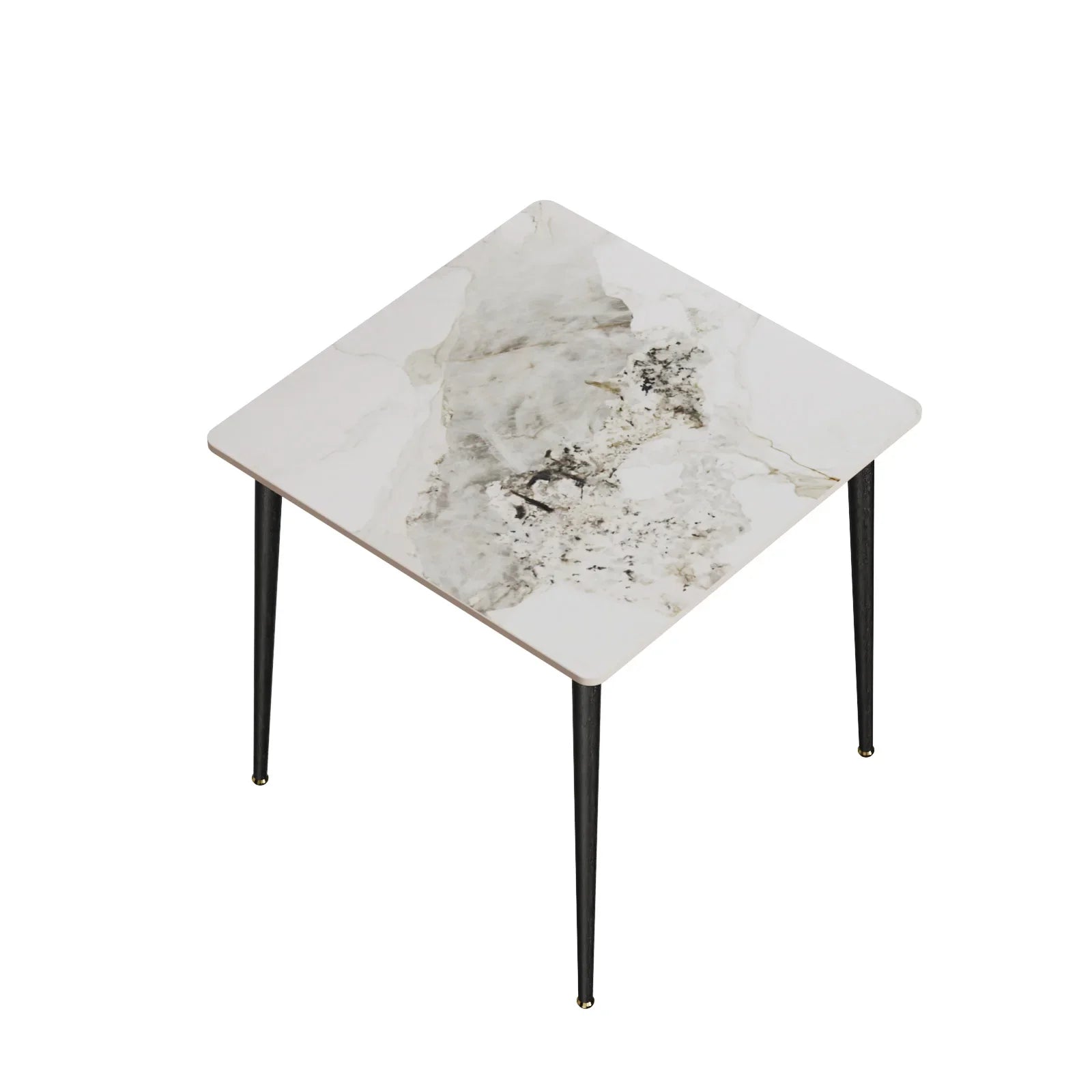 Square Restaurant Marble Dining Table Compact Dishes Serve Table with Metal Legs Kitchen Furniture for 4-6 Seats