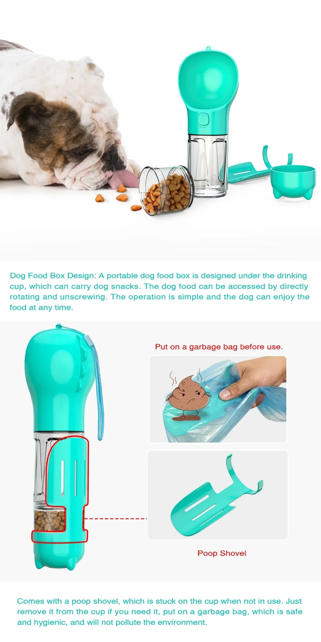 Portable Pet Dog Water Bottle For Small Large Dogs Travel Puppy Cat Drinking Bowl Outdoor Pet Water Dispenser Feeder wiht shovel