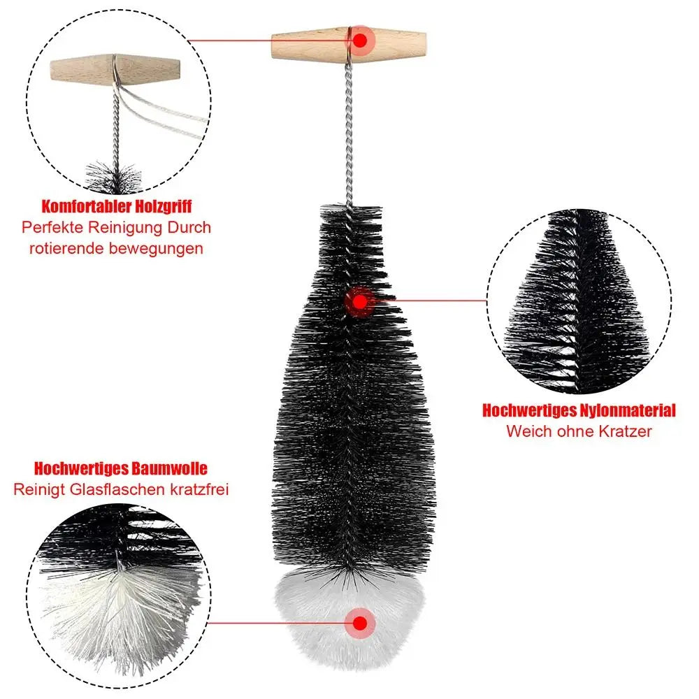 Soda Stream Bottle Brush With Beechwood Handle Glassware Jars Cleaner Kitchen Cleaning Tool Drink Bottle Cup Cleaning Brush