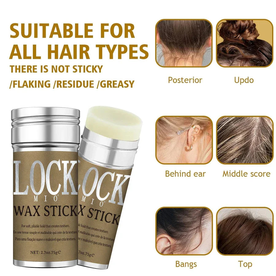 LOCKMIO Wax Stick Natural Coconut Oil Moisturizes Soften Smoothing Styling Flyaway Hair Edge Control Strong Hold Long Lasting