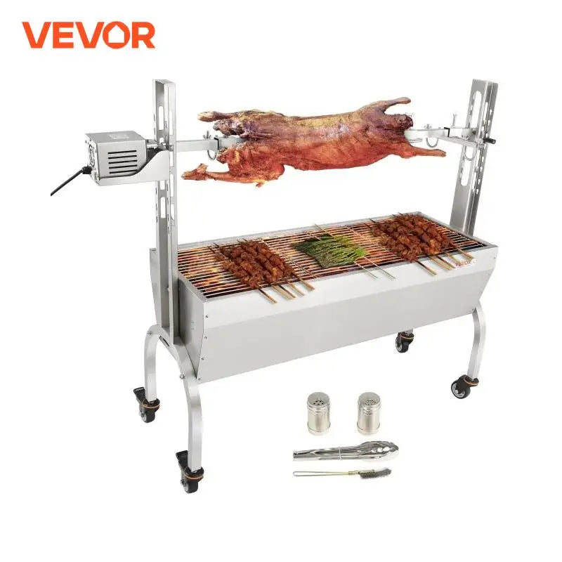 VEVOR Stainless Steel Rotisserie Grill BBQ Whole Pig Lamb Goat Charcoal Spit Grill Electric BBQ Hog Rotisserie Roaster 46 Inch