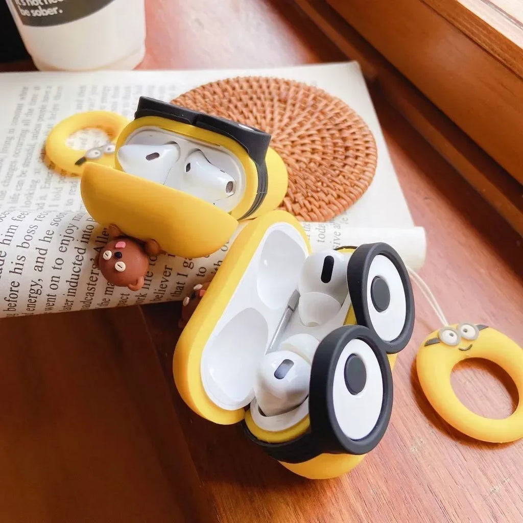 For Airpods 4 Case 2024,3D Cartoon Big Eyes With Bear Toy Silicone Earphone Cover For Airpod 4 Case/Airpods Pro 2 Case Funda