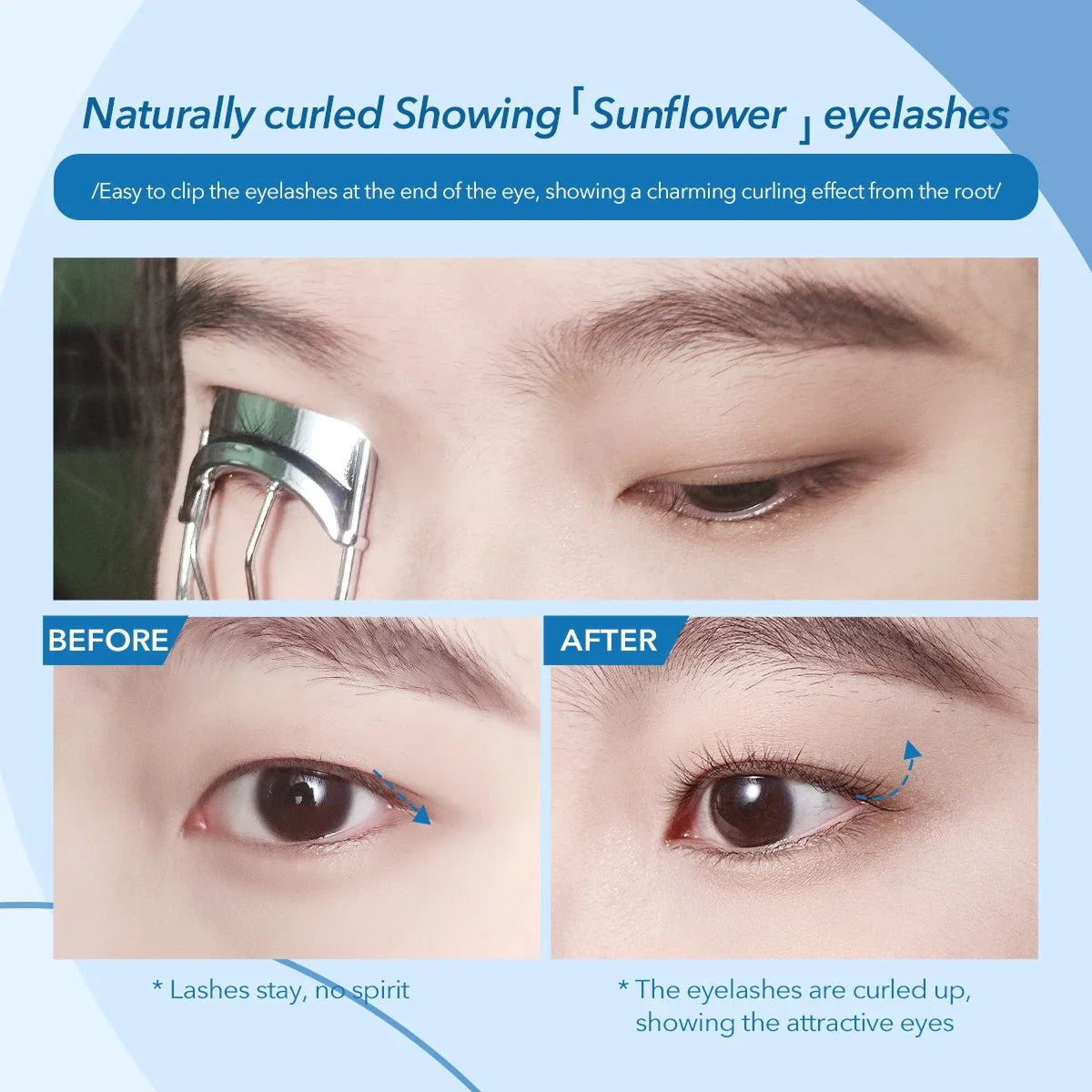 IMAGIC 1Pcs Silver Protable Long Lasting Professional Natural Curling Not Hurt Eyelashes Folding False Beauty Tools Cosmetic