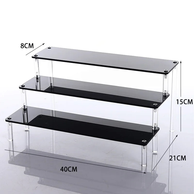 Acrylic Riser Display Stand Perfume Organizer Shelves for Amiibo Funko Figures Toys Cupcake Desserts Collection Cosmetic Jewelry