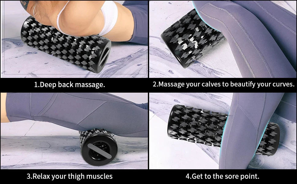 Folding Yoga Column Adjustable Pilates Foam Roller Portable Fitness Equipment Leg Back Muscle Massage and Relaxation