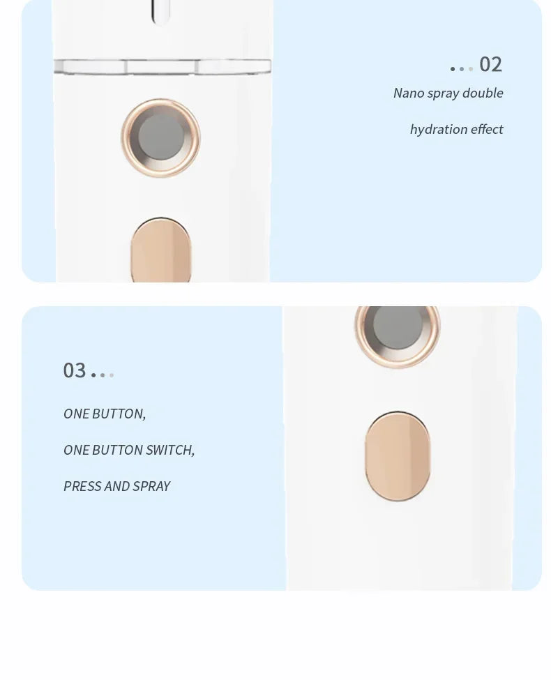 Mini Portable Humidifier Nano Mister Facial Steamer Device Beauty Spray Hydrating Apparatus Cold Spray Apparatus Rechargeable