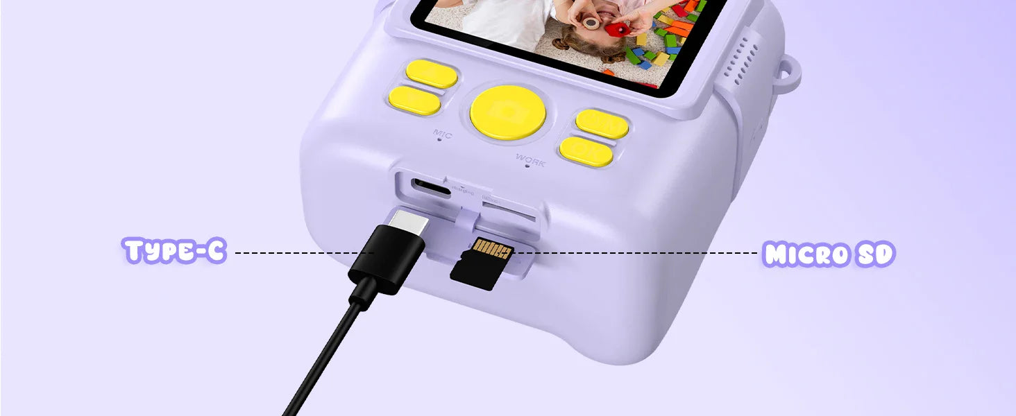 Kids Digital Camera 2.4" 1080P HD Video Camera Portable Instant Print Camera with 32GB Card, Birthday Gift for Boys Girls 3-12