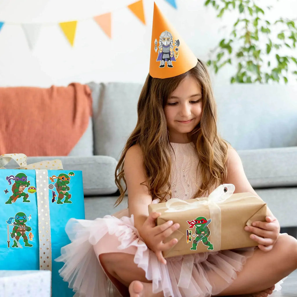 16Sheets Ninja Turtles TMNT Children DIY Puzzle Sticker Face Funny Anime Stickers Kids Assemble Stickers Toys Boys Girls Gifts