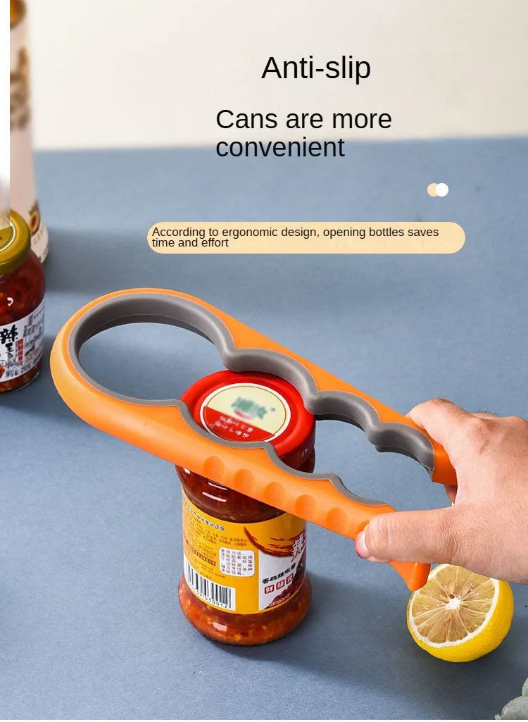 Four-in-One Bottle Opener Kitchen Multi-Functional Can Openers Cans Bottle Opener Non-Slip Labor-Saving Twist Bottle Lid Opener