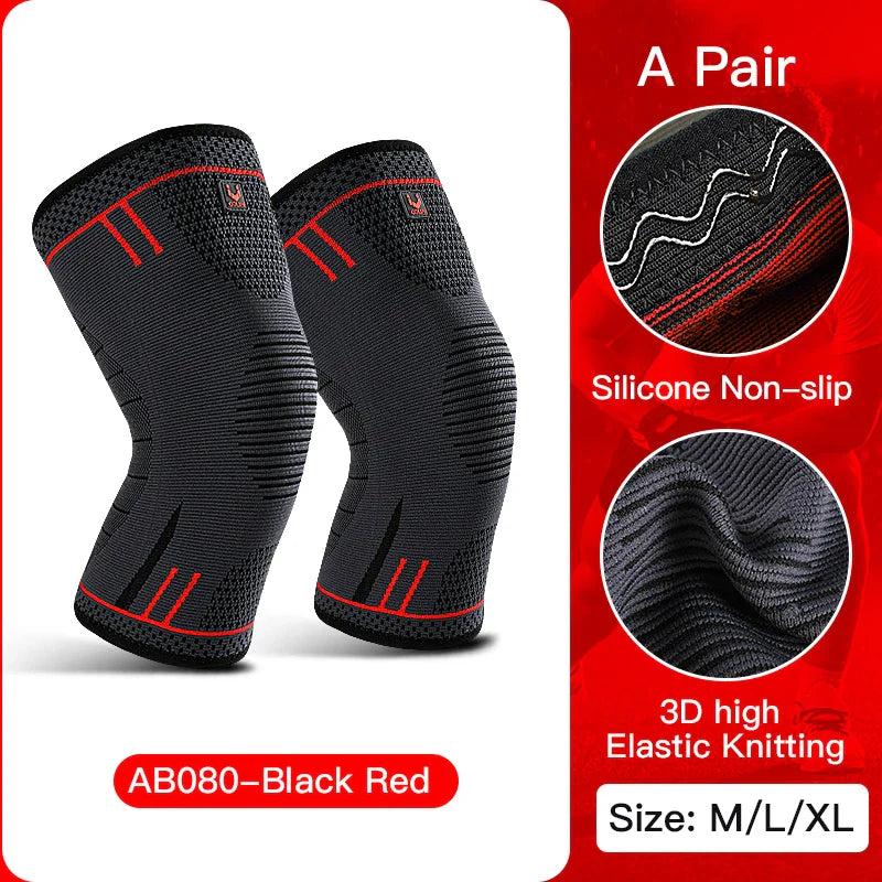 Compression Knee Support Sleeve - Elastic Breathable Brace for Sports Basketball Running Gym