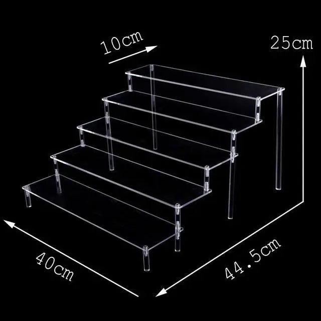 Acrylic Riser Display Stand Perfume Organizer Shelves for Amiibo Funko Figures Toys Cupcake Desserts Collection Cosmetic Jewelry