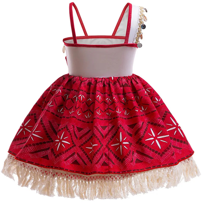 Cute Moana 2 Princess Dress Hollow out Boice Girls Disneyland Trip Vaiana Cosplay Costume Toddler Carnival Birthday Party Frock