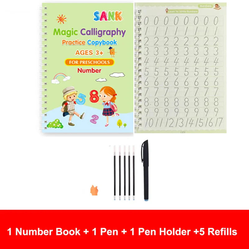 Sank Magic Practice Copybook Pen Preschools Kids Calligraphy English Verison Free Wiping Children Reusable Writing Book