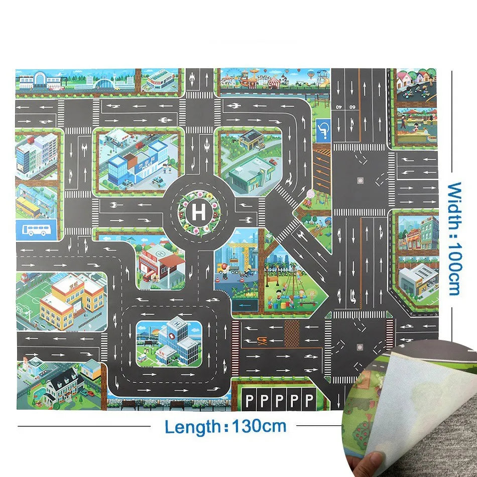 Thin Plastic Traffic Road Carpet for Kids Playmat Children Rug Simulated Parking Map Toy Baby Play Mat Little Boy Girl Mats Toys