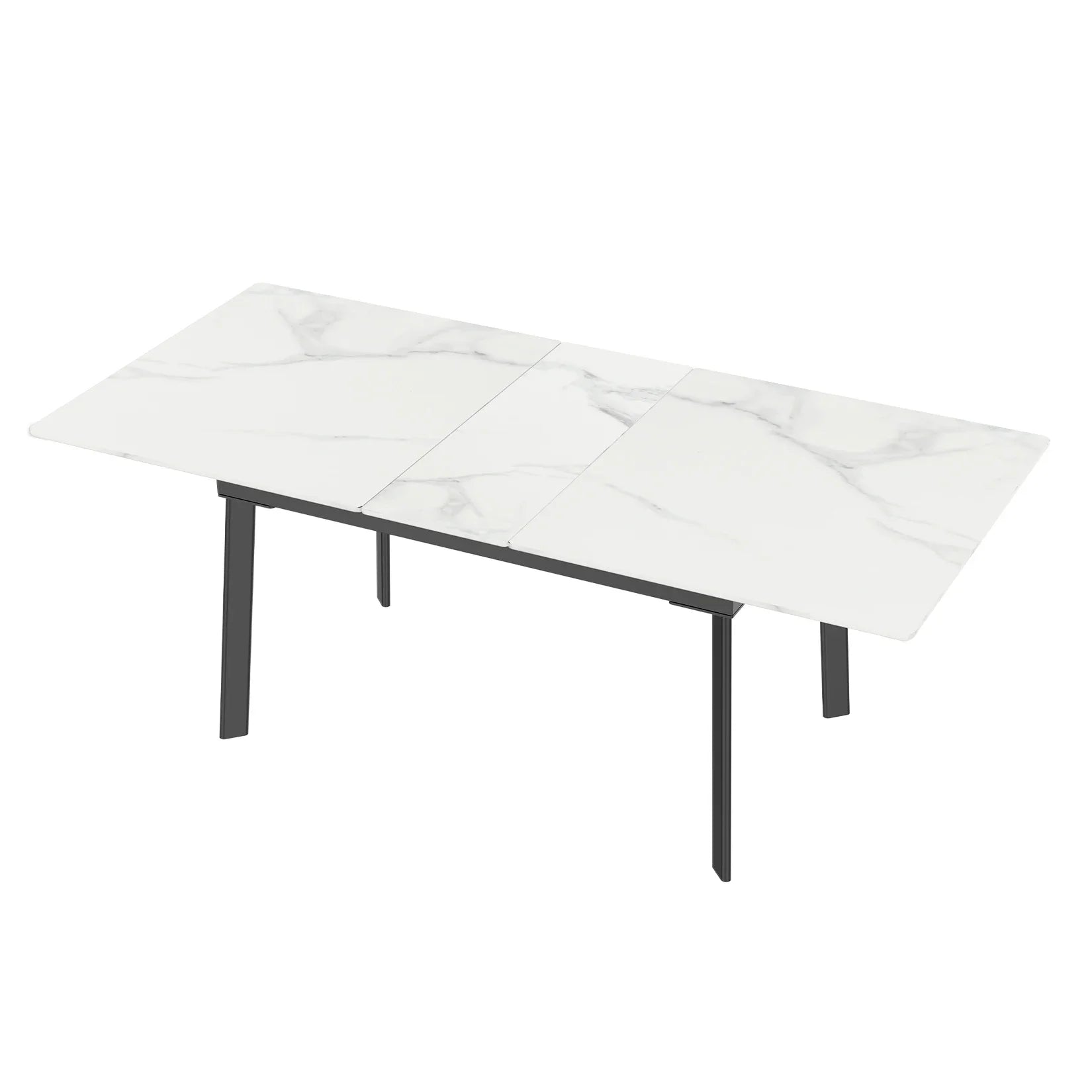 Extensible Dining Table Marble Top and Metal Frame Home Rectangular Kitchen Modern Furniture No Chairs