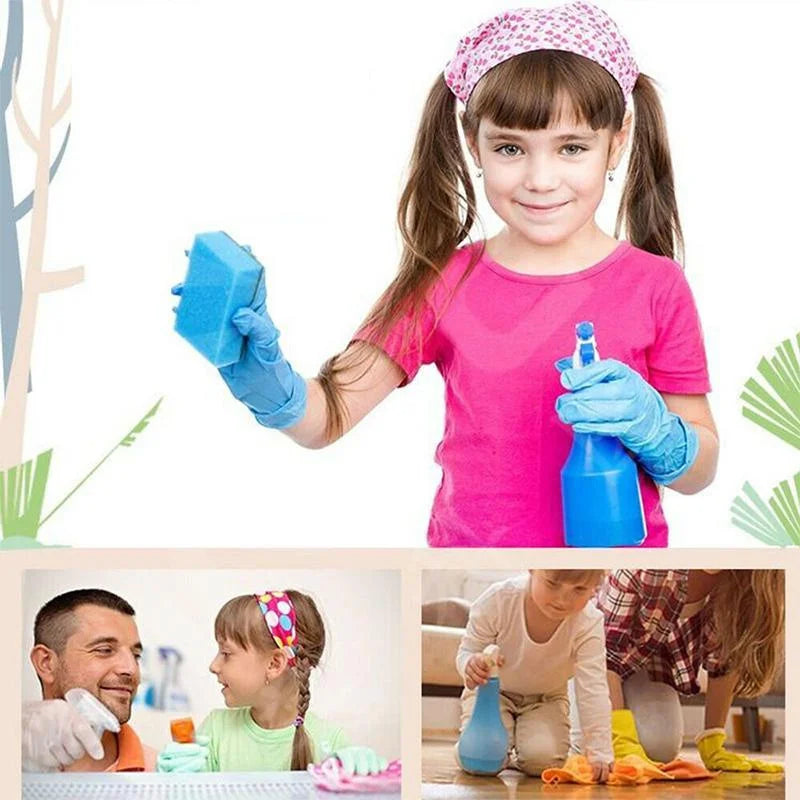 Kids Disposable Nitrile Gloves Children Powder Latex Free Household Cleaning Gloves Crafting Painting Gardening Washing Gloves