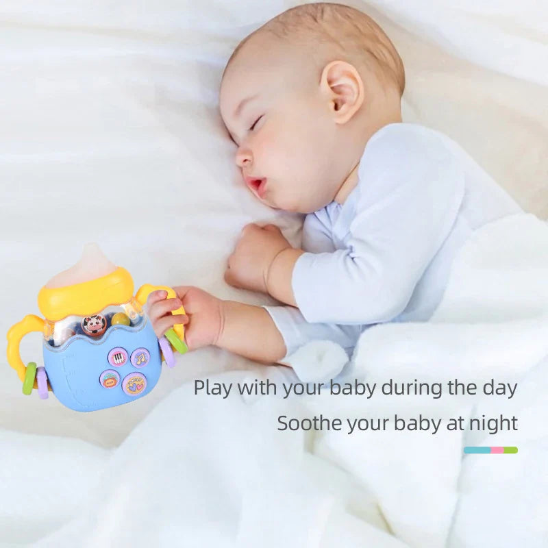 Baby bottle rattle puzzle early education toy Baby teaser pacifier Christmas gift Newborn grip Training Music story