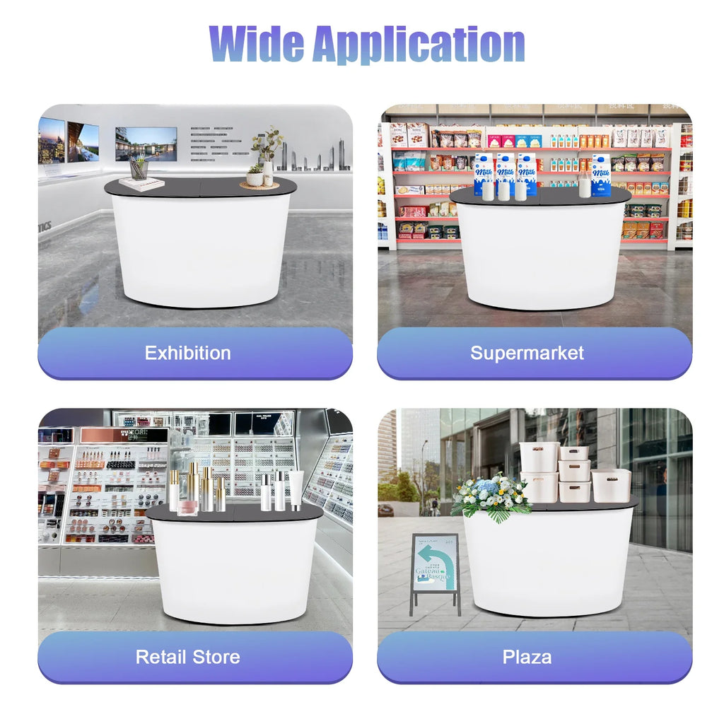 Foldable Tradeshow Table Exhibition Countertop Podium Promotion Table Office Reception Desk School Lecture Table